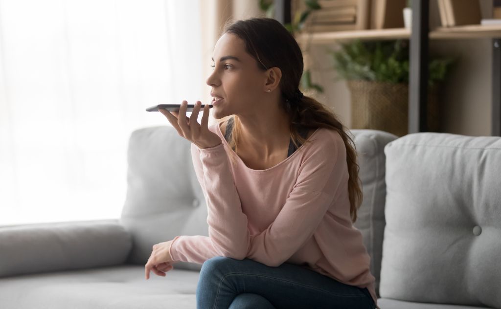 Woman sternly talking on the phone